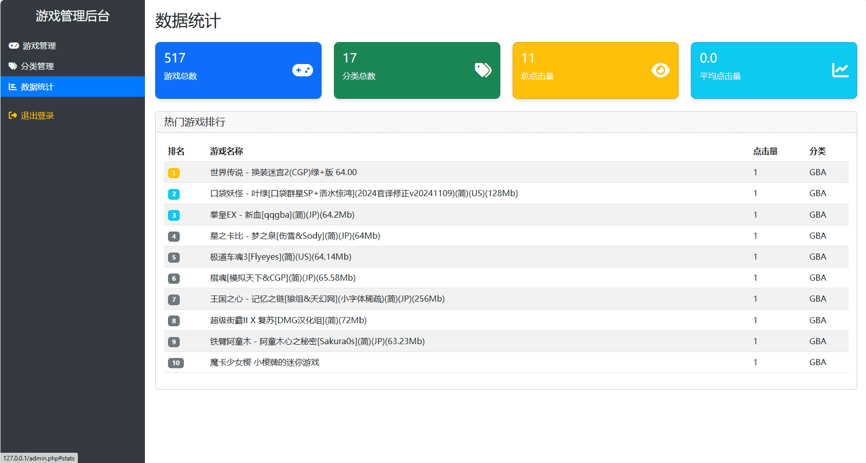 怀旧自适应网页在线GBA小游戏【GBA模拟器】最新整理WIN系服务端+Linux手工服务端+管理后台+支持手柄+存档
